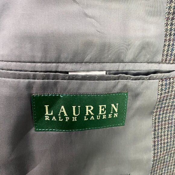 Lauren Ralph Lauren Houndstooth Blazer Men's 42L Gray Blue Red Wool 2 Button - Picture 7 of 15